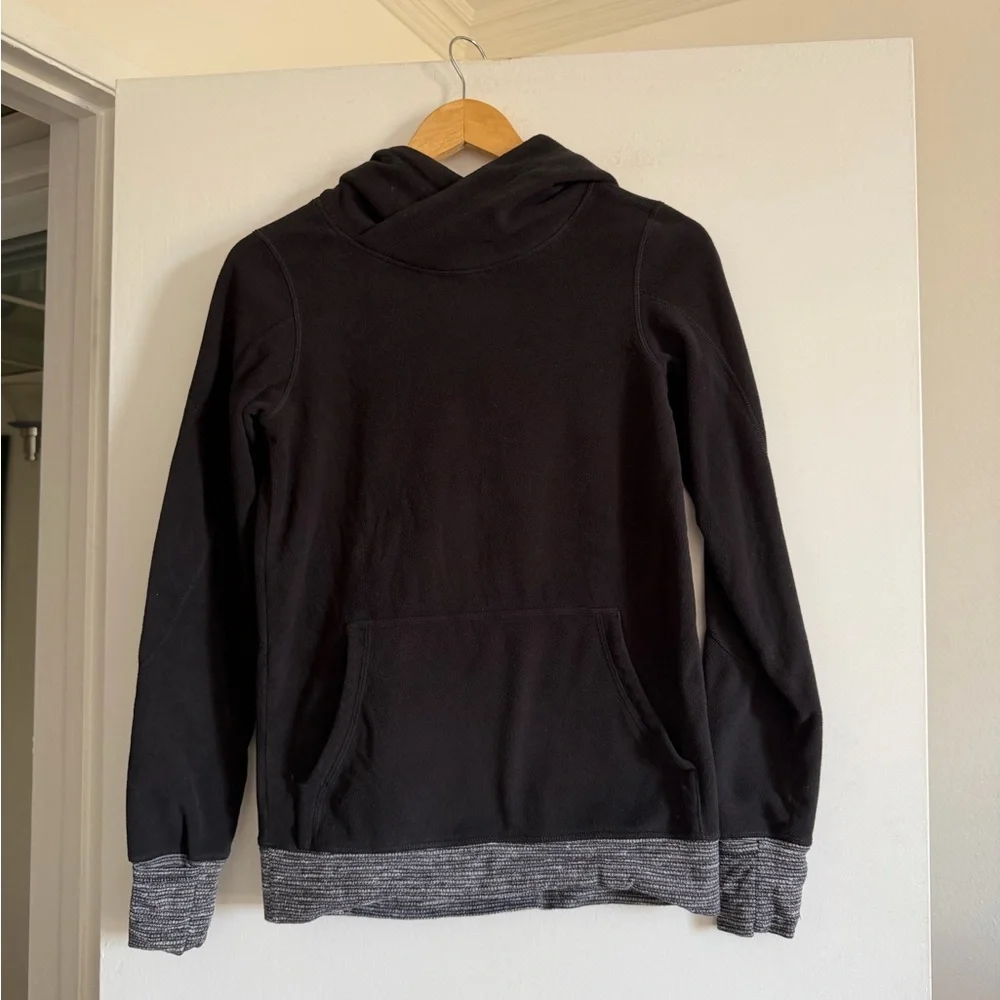 Lululemon Athletica Black/ Coco Pique Runaway Fleece Pullover Hoodie size XS EUC - Picture 9 of 14